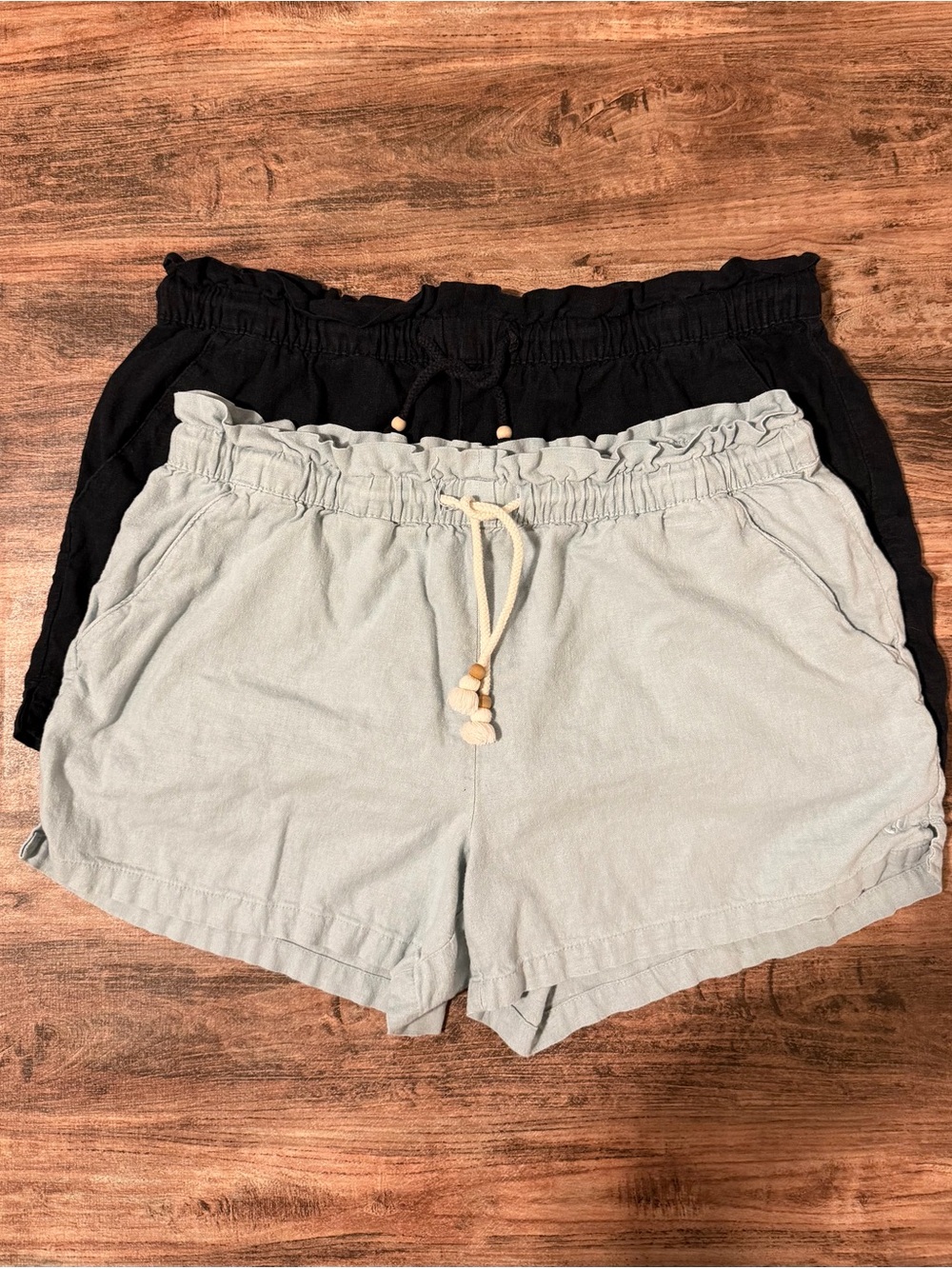 Hang Ten Women's Drawstring Lounge Shorts Bundle - Black & Light Blue